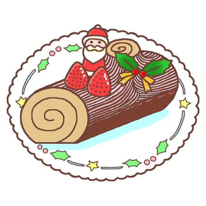 ブッシュドノエル カラー フード ケーキ1 クリスマスのイラスト素材