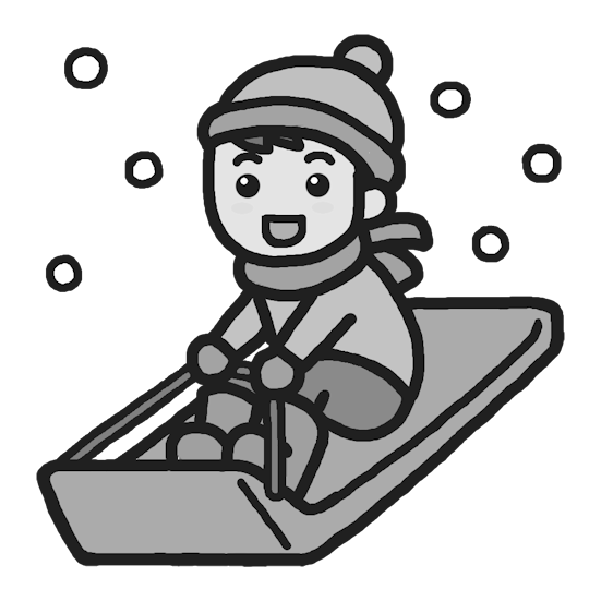ソリ モノクロ 雪遊びの無料イラスト 冬 ミニカット クリップアート素材