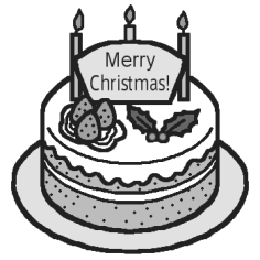 クリスマスケーキ2 モノクロ ケーキ フード ミニカット クリスマス 無料イラスト素材