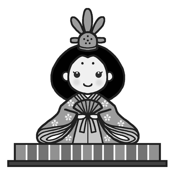 お雛様 モノクロ ひな祭りの無料イラスト 春の行事 季節素材