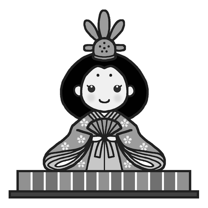 お雛様 モノクロ ひな祭りの無料イラスト 春の行事 季節素材