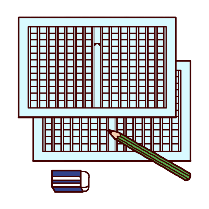 作文原稿用紙 カラー 文房具 学用品の無料イラスト 学校素材