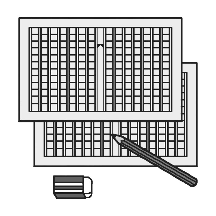 作文原稿用紙 モノクロ 文房具 学用品の無料イラスト 学校素材