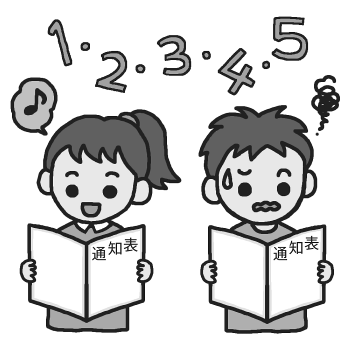 通知表 モノクロ 学期末 冬休みの無料イラスト 冬の季節 行事 学校素材