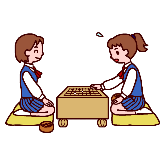 囲碁1 カラー 囲碁 将棋の無料イラスト 部活動 クラブ活動 文化部 学校素材