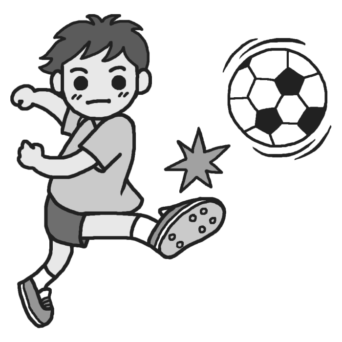 シュート モノクロ サッカーのイラスト 部活動 クラブ活動 運動部 学校の無料素材