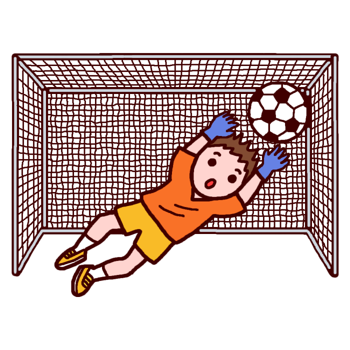 ゴールキーパー カラー サッカーの無料イラスト 部活動 クラブ活動 運動部 学校素材