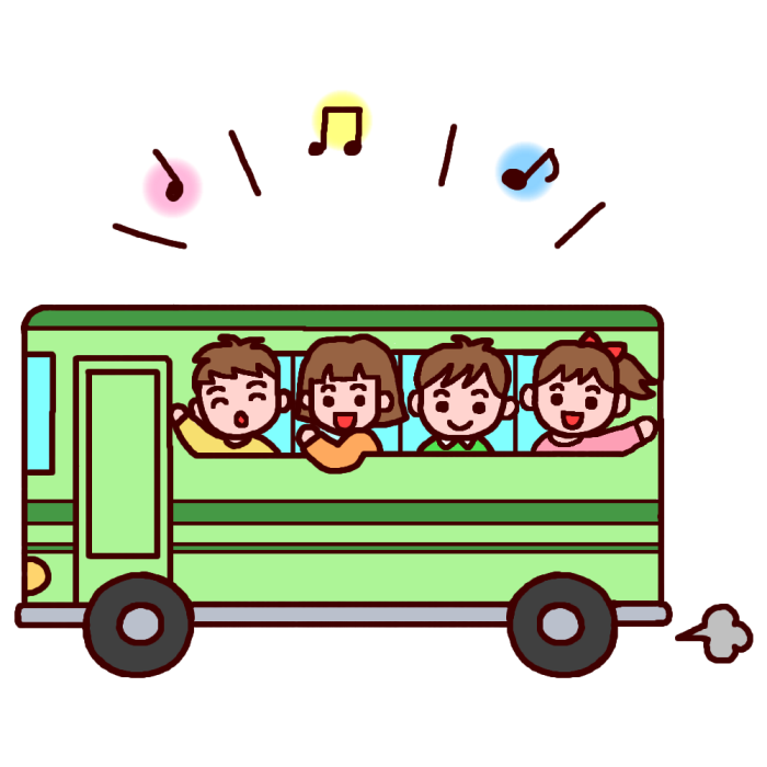 楽しいバス旅行 カラー 修学旅行の無料イラスト 学校行事素材