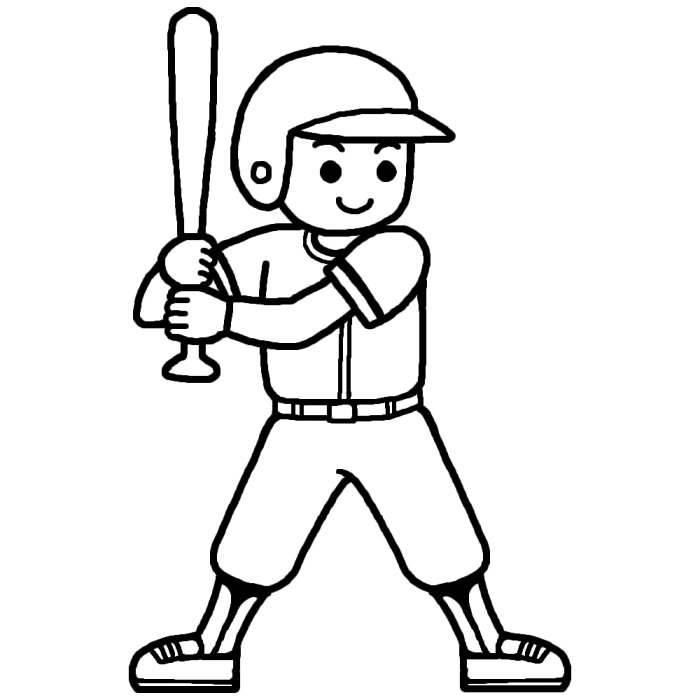 バッター 打者 白黒 野球のイラスト 部活動 クラブ活動 運動部 学校の無料素材