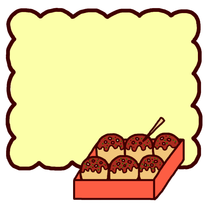 たこ焼き カラー 屋台 出店メニュー吹き出しの無料イラスト 園の行事 保育素材