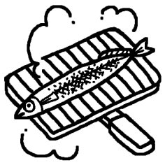 サンマ 秋刀魚 白黒 食欲の秋の無料イラスト ミニカット クリップアート素材