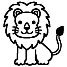 ライオン らいおん 白黒 陸の動物の無料イラスト ミニカット クリップアート素材