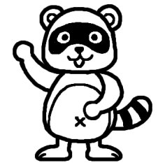 タヌキ 狸 白黒 陸の動物の無料イラスト ミニカット クリップアート素材