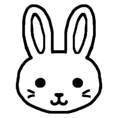 ウサギ うさぎ1 白黒 陸の動物の無料イラスト ミニカット クリップアート素材
