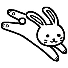 ウサギ うさぎ2 白黒 陸の動物の無料イラスト ミニカット クリップアート素材