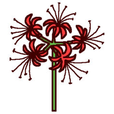 ヒガンバナ 彼岸花 カラー 秋 花 植物の無料イラスト ミニカット クリップアート素材