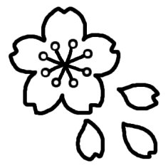 桜 さくら 白黒 春 花 植物の無料イラスト ミニカット クリップアート素材