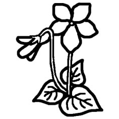 すみれ スミレ 白黒 春 花 植物の無料イラスト ミニカット クリップアート素材
