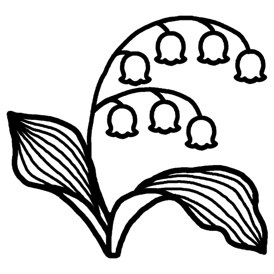 鈴蘭・スズラン(白黒)/春/花・植物の無料イラスト/ミニカット・クリップアート素材