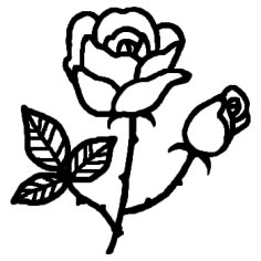 ばら バラ2 白黒 夏 花 植物の無料イラスト ミニカット クリップアート素材