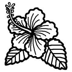 ハイビスカス 白黒 夏 花 植物の無料イラスト ミニカット クリップアート素材