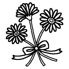 ガーベラ 白黒 花のモチーフ 図案の無料イラスト ミニカット クリップアート素材