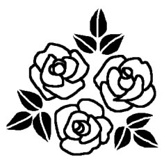 バラ2 白黒 花のモチーフ 図案の無料イラスト ミニカット クリップアート素材