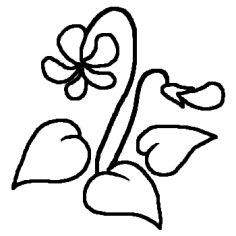 スミレ 白黒 花のモチーフ 図案の無料イラスト ミニカット クリップアート素材