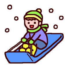 ソリ カラー 雪遊びの無料イラスト 冬 ミニカット クリップアート素材