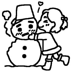 雪だるまと女の子 白黒 雪だるまの無料イラスト 冬 ミニカット クリップアート素材 雪だるまの白黒イラスト素材 Naver まとめ
