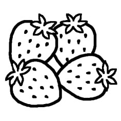 イチゴ いちご 白黒 果物 野菜の無料イラスト ミニカット クリップアート素材