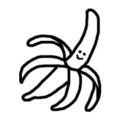 バナナ 白黒 果物 野菜の無料イラスト ミニカット クリップアート素材