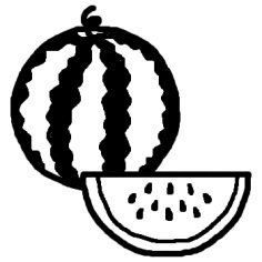 スイカ すいか 白黒 果物 野菜の無料イラスト ミニカット クリップアート素材
