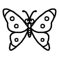 チョウ 蝶 白黒 虫 昆虫の無料イラスト ミニカット クリップアート素材