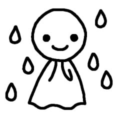 てるてる坊主 白黒 雨 お天気の無料イラスト ミニカット クリップアート素材