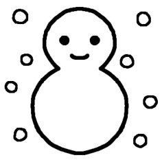 ゆきだるま1 白黒 雪 お天気の無料イラスト ミニカット クリップアート素材