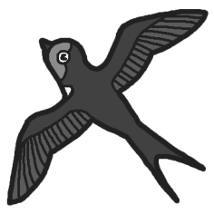 つばめ ツバメ モノクロ 鳥の無料イラスト ミニカット クリップアート素材