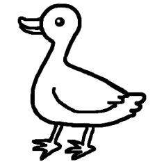 アヒル あひる 白黒 鳥の無料イラスト ミニカット クリップアート素材