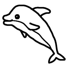 イルカ いるか1 白黒 海の動物 生き物の無料イラスト ミニカット クリップアート素材