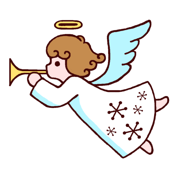 天使のラッパ カラー 天使 クリスマス 無料イラスト素材