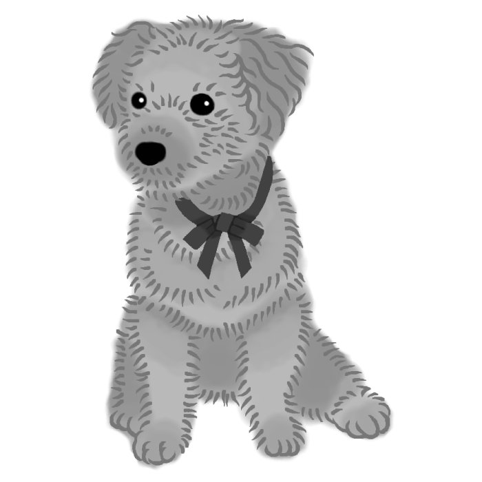 トイプードル2 モノクロ 犬の無料イラスト 動物素材