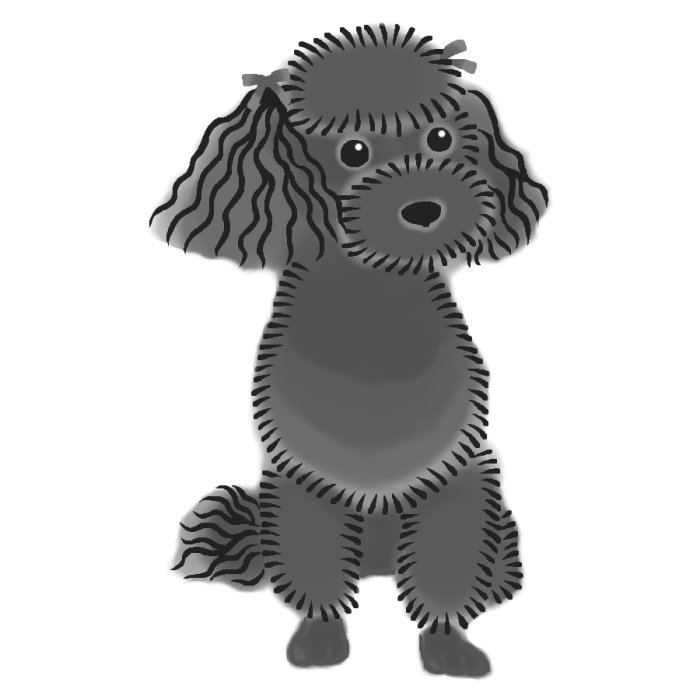 トイプードル3 モノクロ 犬の無料イラスト 動物素材