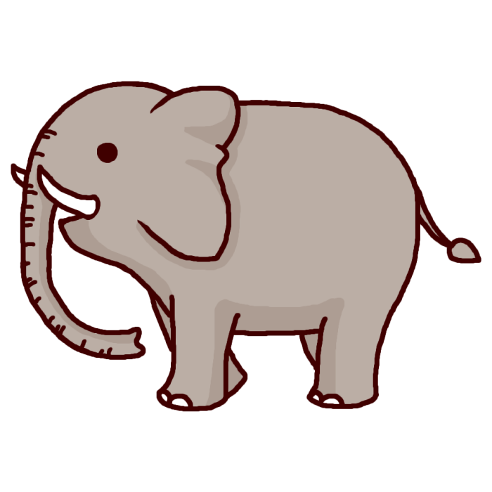 ゾウ 象1 カラー 陸の大きな動物 無料イラスト素材
