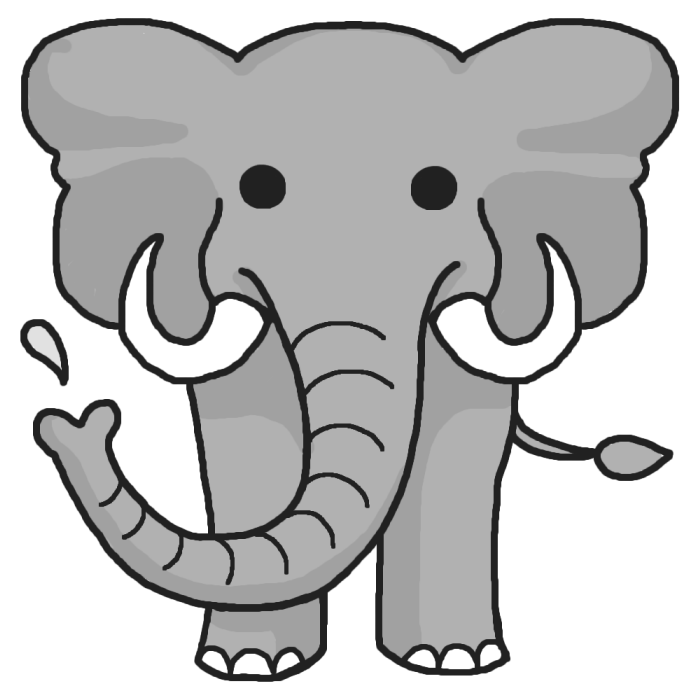 ゾウ 象2 モノクロ 陸の大きな動物 無料イラスト素材