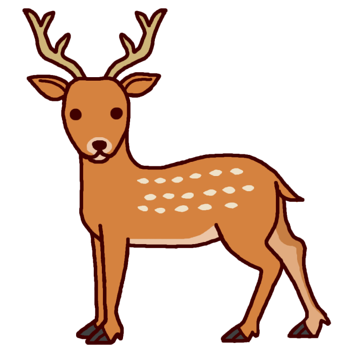 シカ 鹿1 カラー 陸の大きな動物 無料イラスト素材