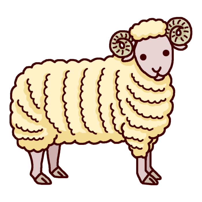 ヒツジ 羊1 カラー 陸の大きな動物 無料イラスト素材