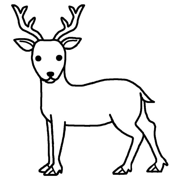 シカ 鹿1 白黒 陸の大きな動物 無料イラスト素材