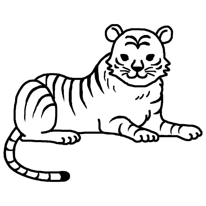 トラ 虎 寅1 白黒 陸の大きな動物 無料イラスト素材