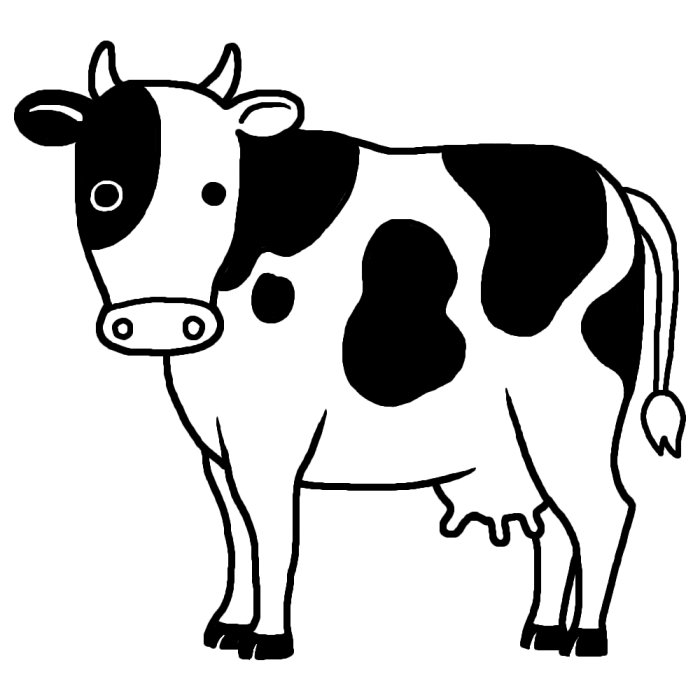 ウシ 牛1 白黒 陸の大きな動物 無料イラスト素材