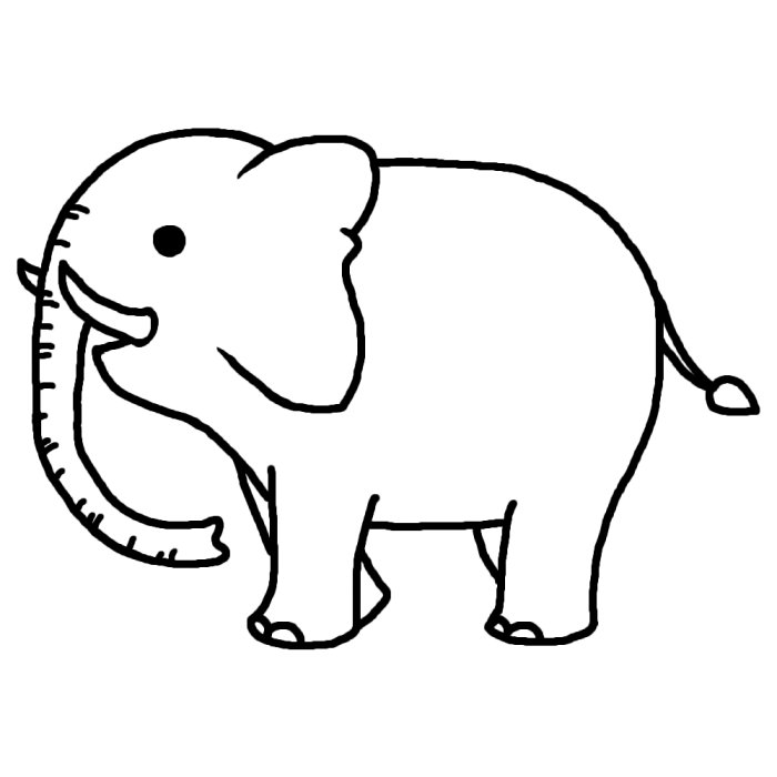 ゾウ 象1 白黒 陸の大きな動物 無料イラスト素材